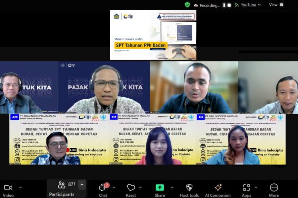 PT. Bina Indocipta Andalan Menyelenggarakan Webinar dengan tema Bedah Tuntas SPT Tahunan PPh Badan Mudah,Cepat,Akurat Dengan Coretax